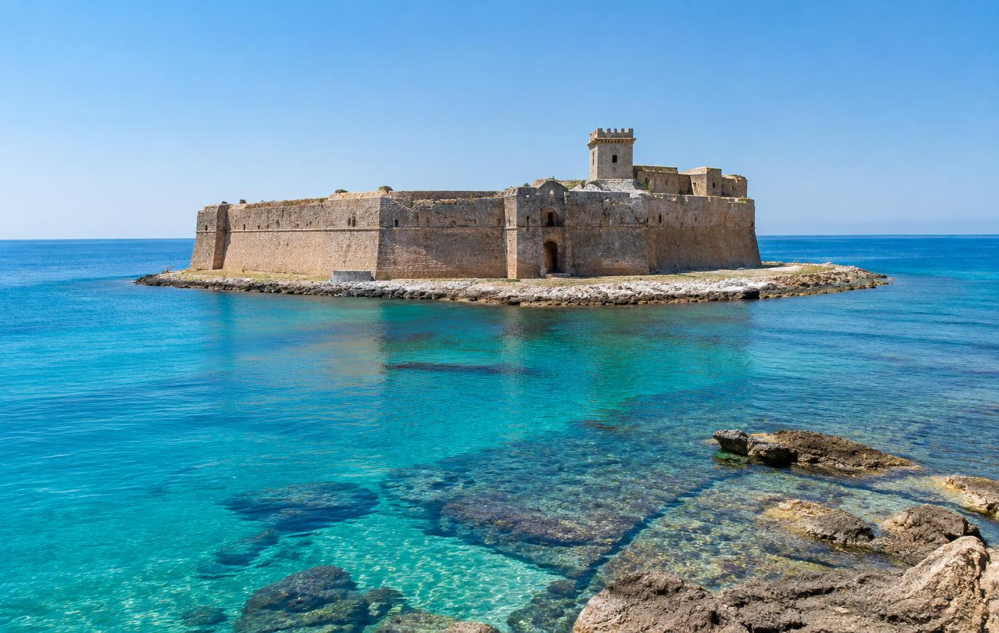 Le Castella aragonese castle on the Ionian sea in Calabria